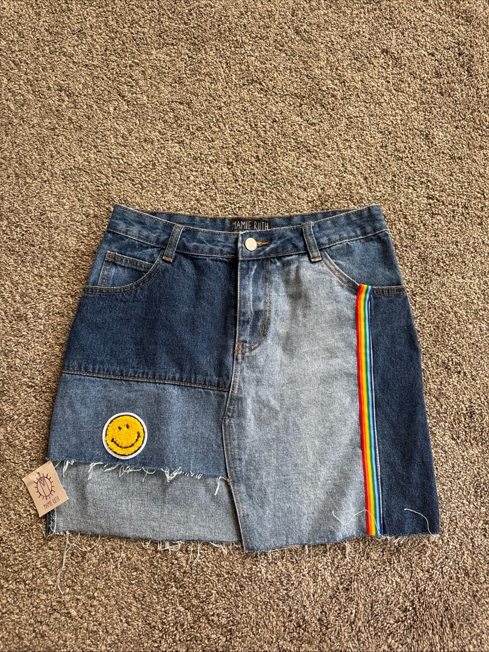 Mamie Ruth NWT Retails $48 Women’s Small Hippie Denim Skirt Made in USA